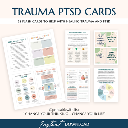 Trauma therapy 90% off bundle, anxiety coping skill card, therapy worksheets, crisis therapy PTSD, anxiety therapy tool, safety plan